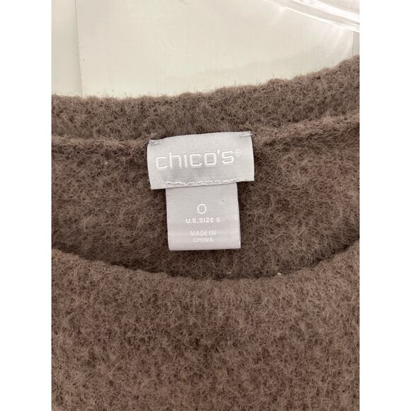 Chicos‎ Boucle Knit Sweater Womens Size 0 US S Taupe Brown Long Sleeve Pullover - Picture 3 of 4